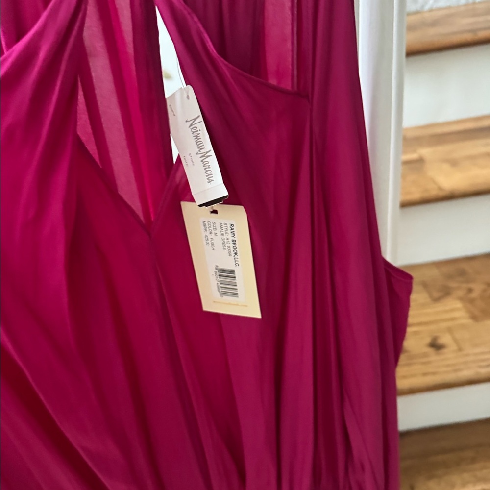 Ramy Brook Amalie Fuchsia exposed shoulder Dress - Picture 4 of 6